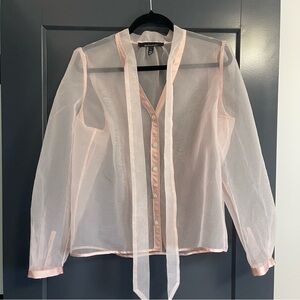 White House Black Market sheer tie blouse